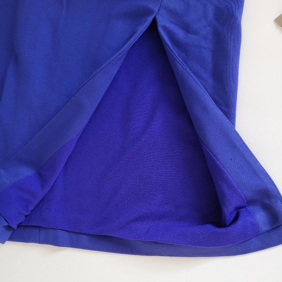 Chelsea & Theodore Royal Blue Side Slit Back Zip Up Midi Pencil Skirt - Picture 3 of 7